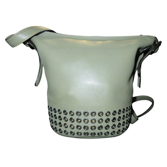 Coach Handbags - COACH 2014 Bleecker Gun Metal Grommets Hardware in Sage Green Leather Duffel Bag